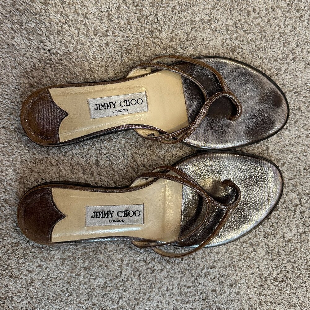 Jimmy Choo Vintage Authentic Sandals Brown Shimmer 7.5